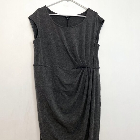 TORRID 1 Plus Size Shirred Tulip Midi Dress Charcoal Gray Short Sleeve Sheath 1X - Picture 3 of 16